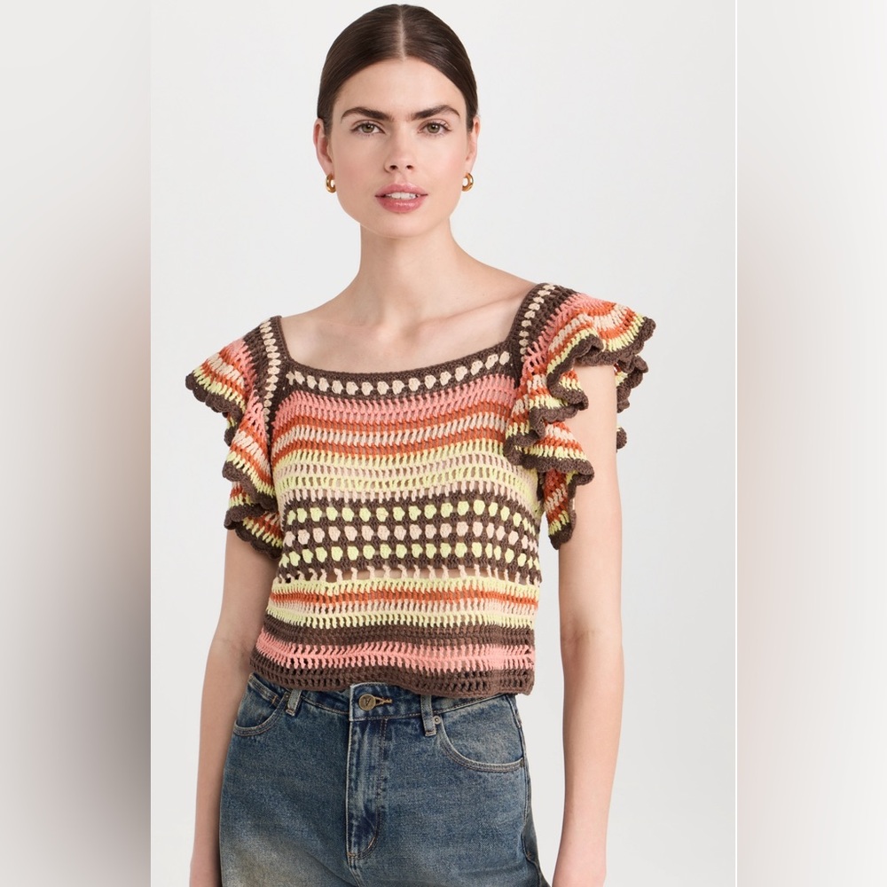 Rails Anna Top in Tropical Crochet- XS